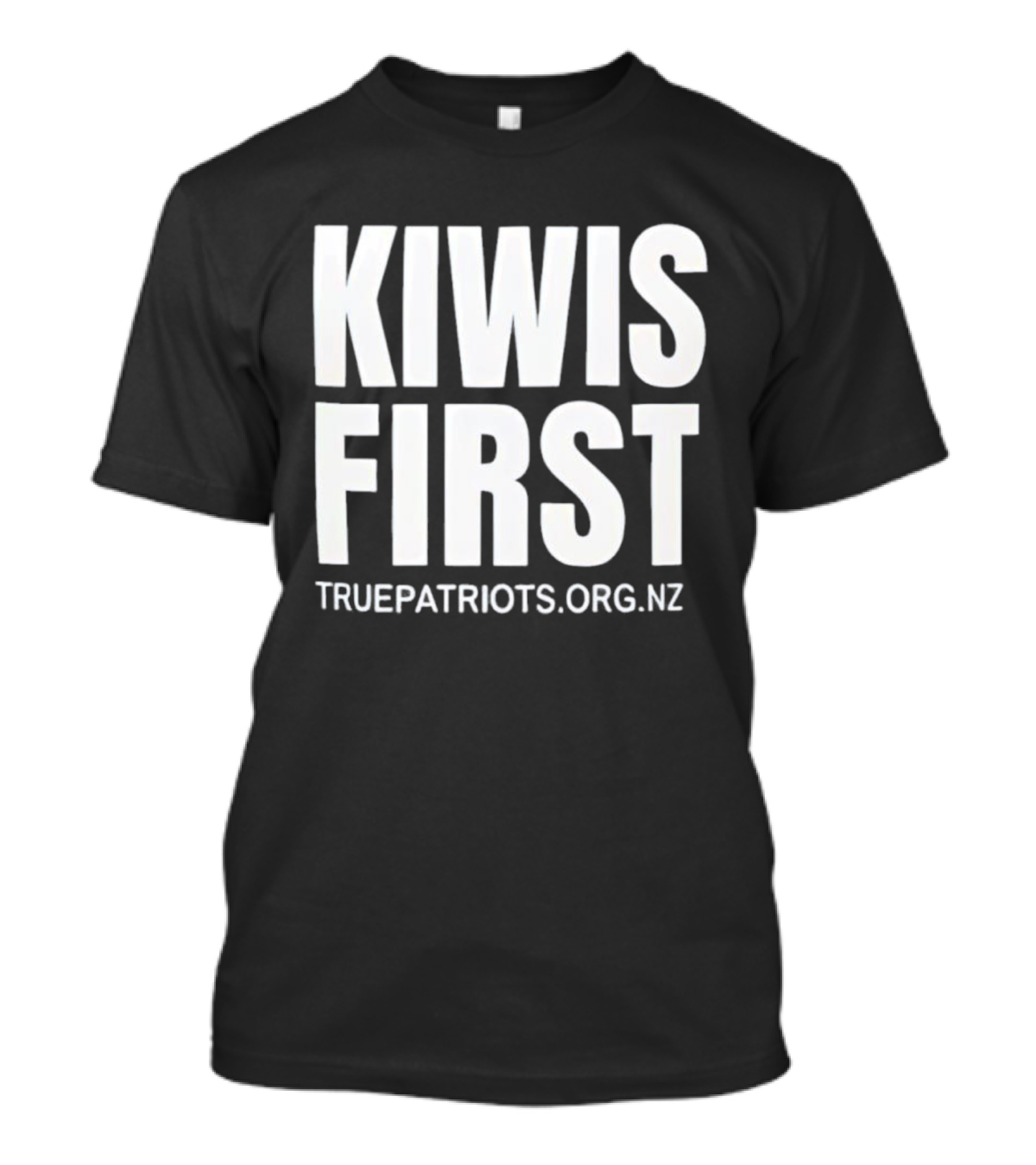 Kiwis First Truepatriots.org.nz Bold Text Statement T-Shirt