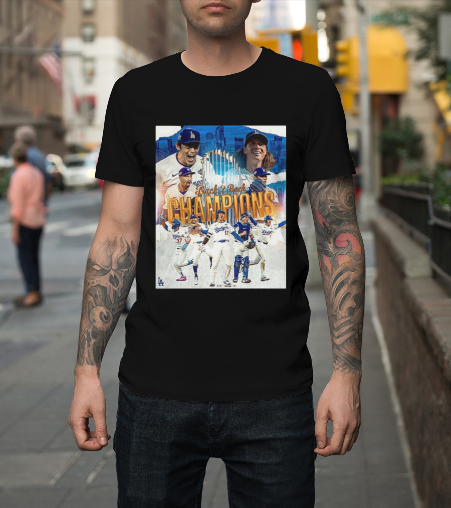 Back 2 Back Champions Los Angeles Dodgers 2025 Celebration T-Shirt