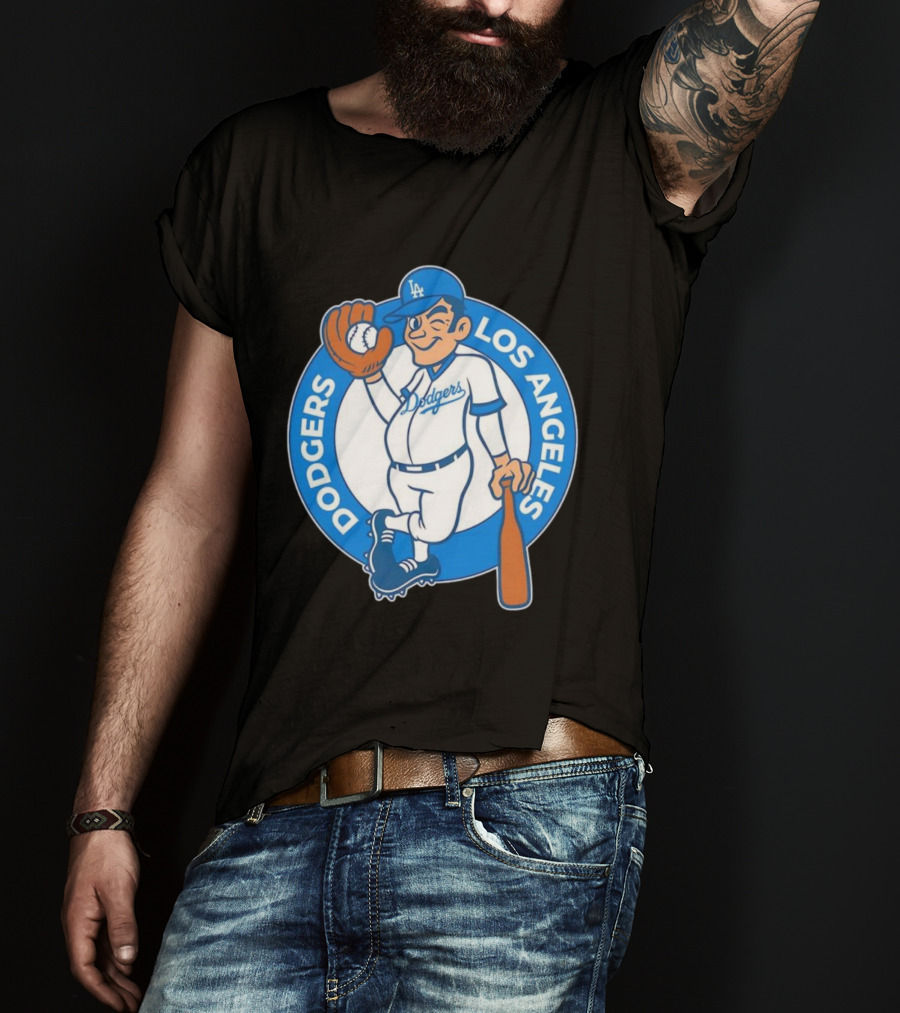 Los Angeles Dodgers Vintage Cartoon Character MLB Team Retro Style T-Shirt