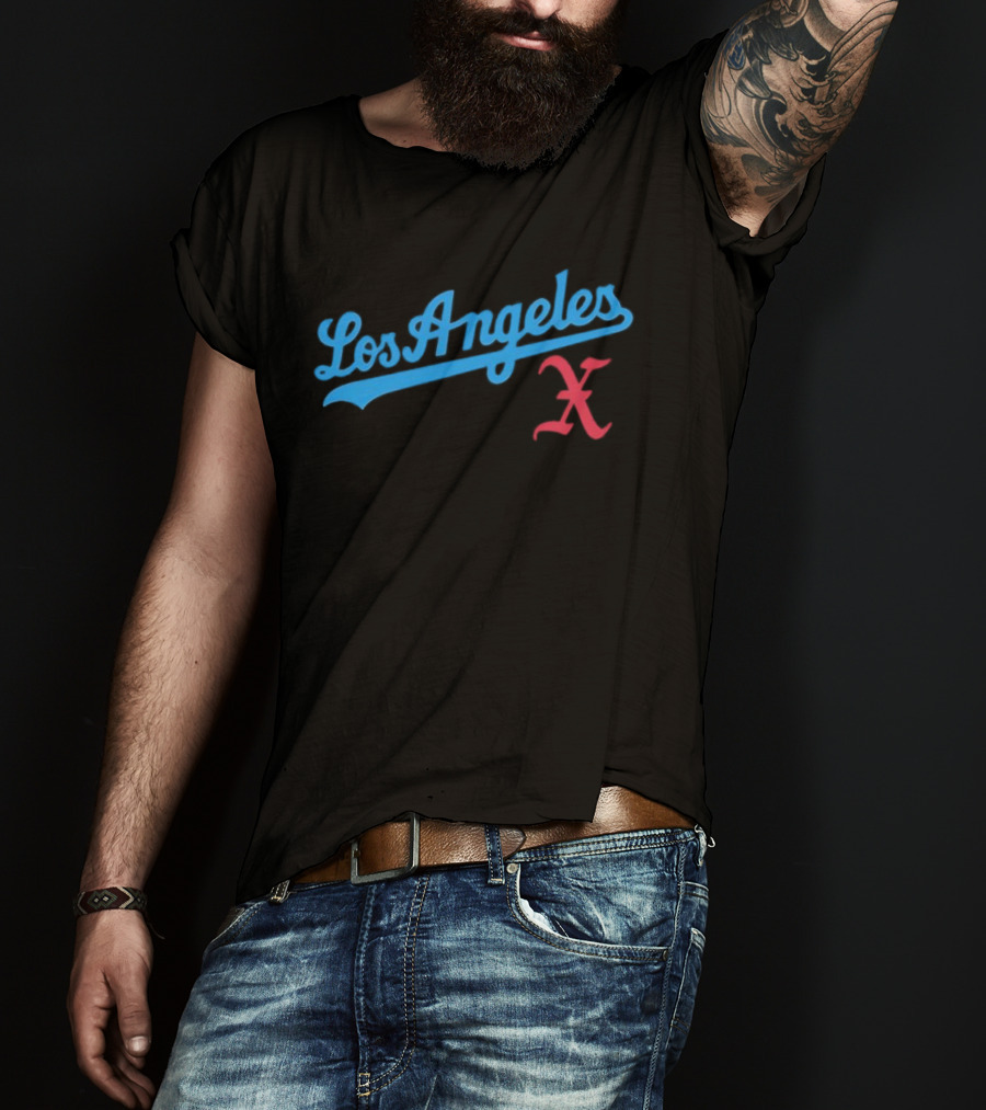 Los Angeles Crossed Red X Baseball Style T-Shirt