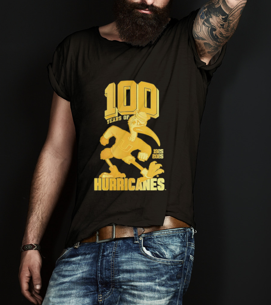Miami Hurricanes Centennial Sebastian The Ibis 1925-2025 T-Shirt