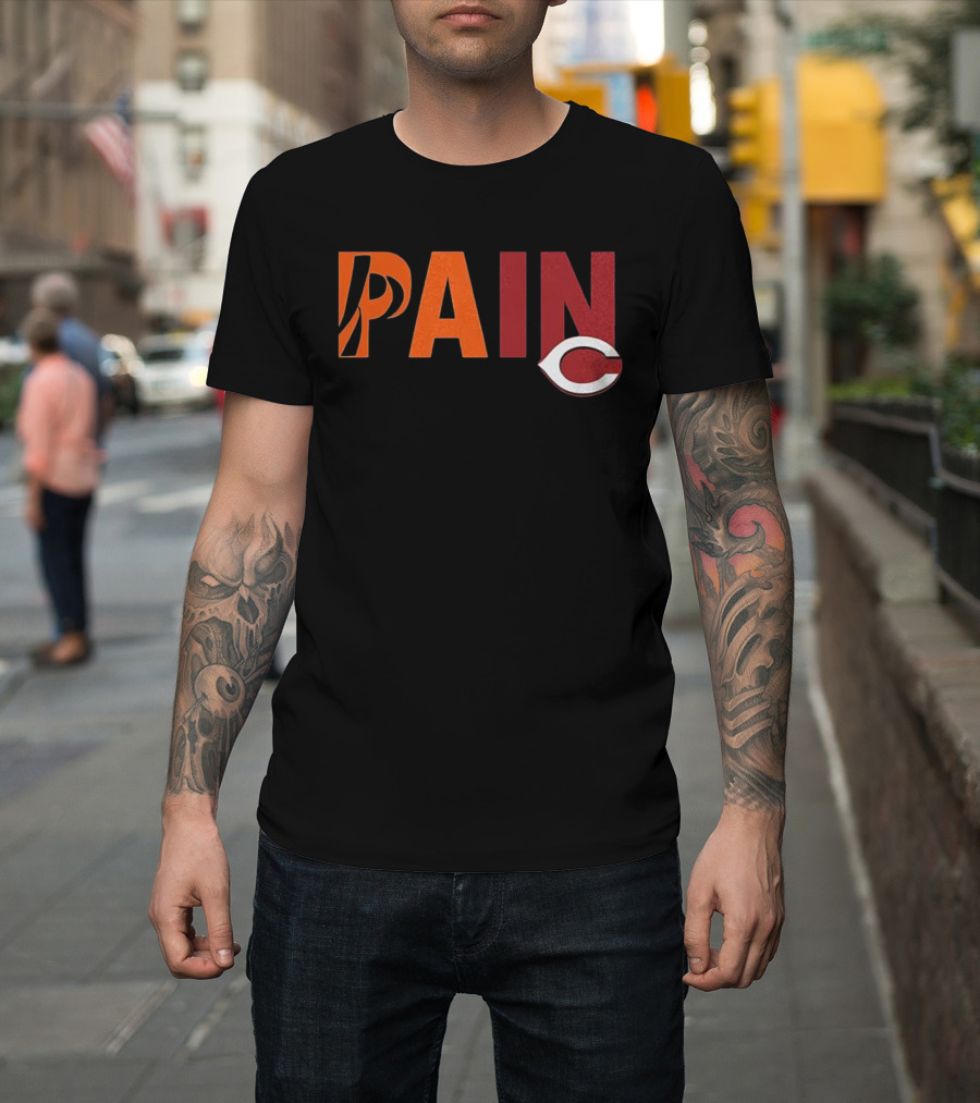 PAIN Cincinnati Reds Chicago Bears Collaboration T-Shirt