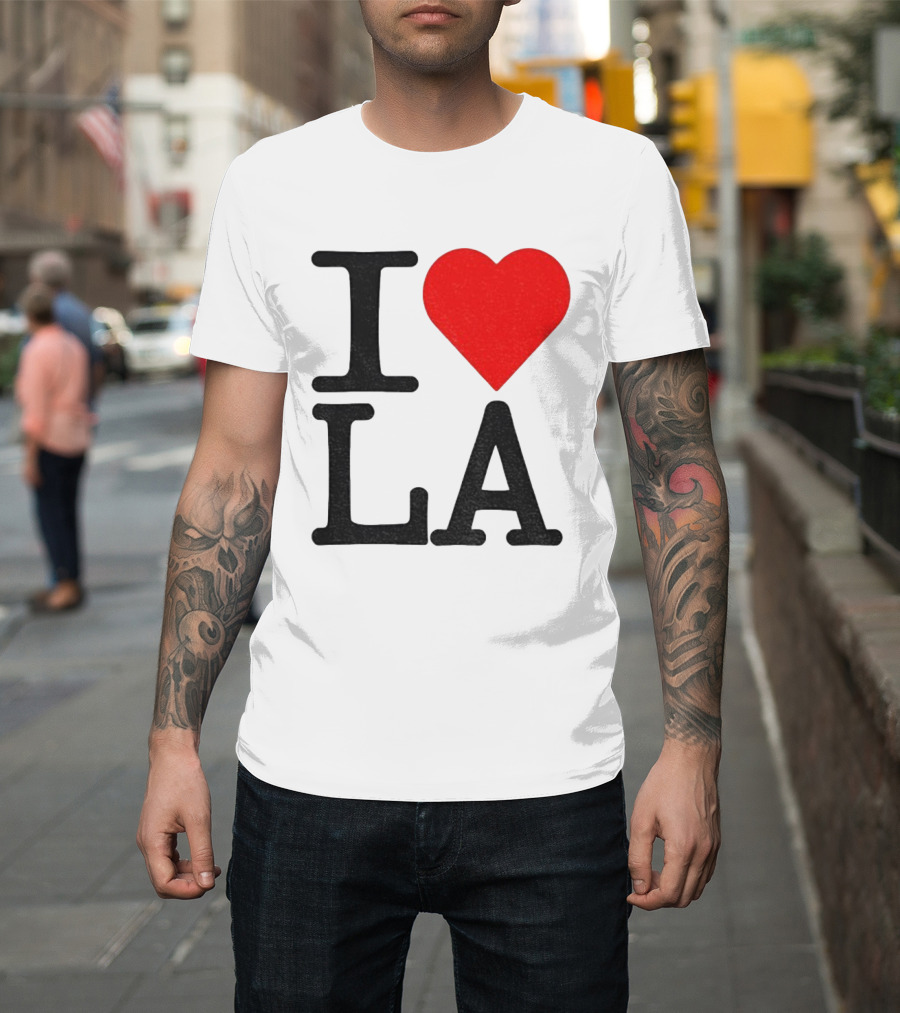 Los Angeles Dodgers Fan I Love LA Heart Classic Iconic Text T-Shirt