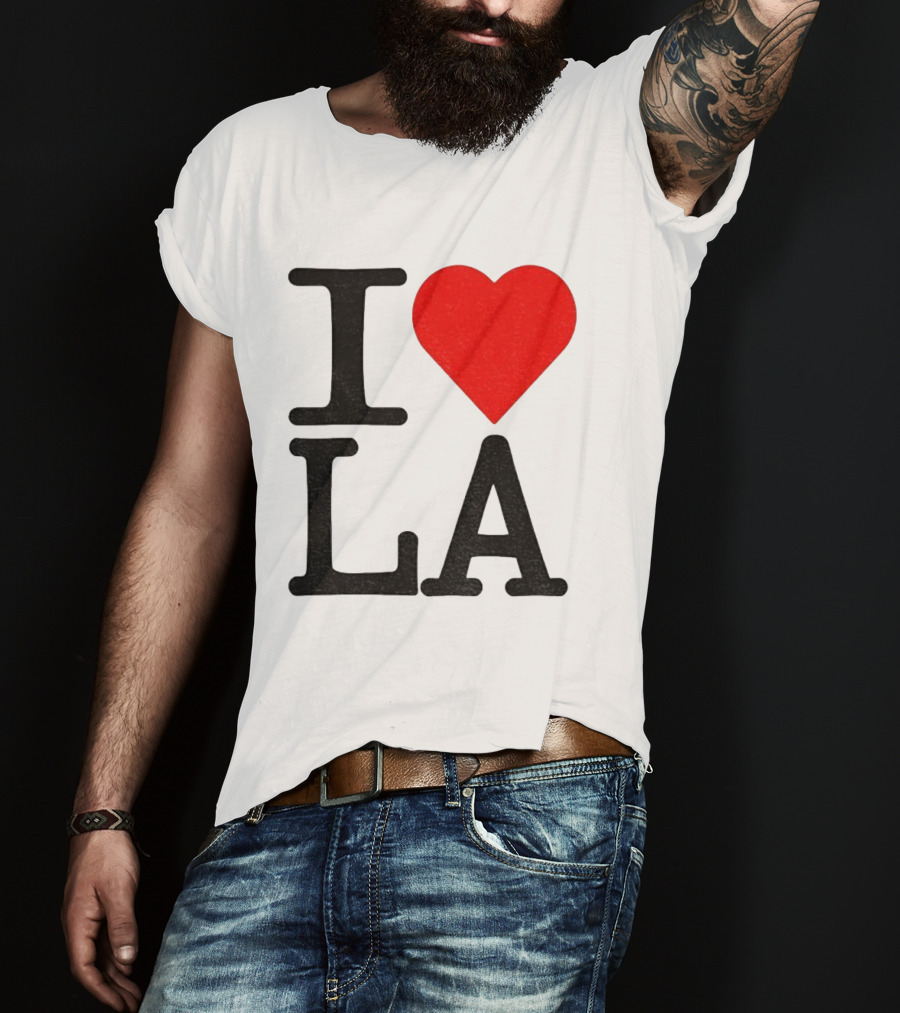 Los Angeles Dodgers Fan I Love LA Heart Classic Iconic Text T-Shirt