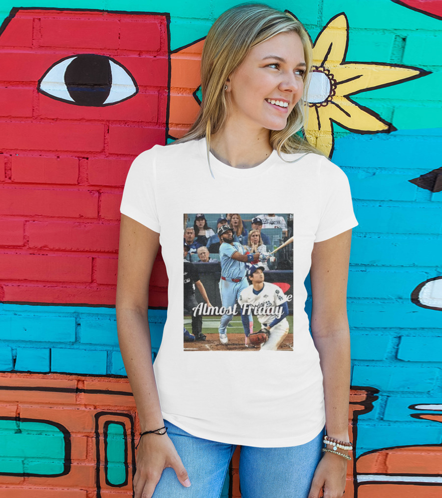 Vladimir Guerrero Jr. Toronto Blue Jays Almost Friday MLB Baseball Action T-Shirt