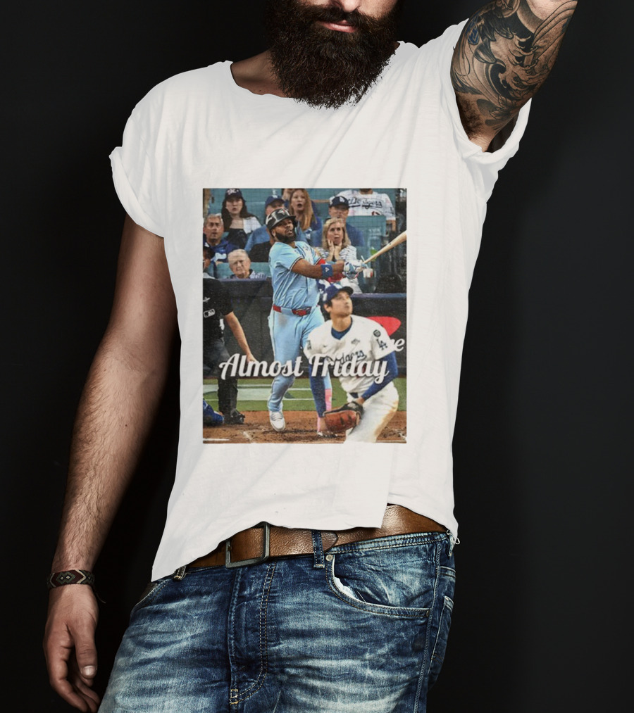Vladimir Guerrero Jr. Toronto Blue Jays Almost Friday MLB Baseball Action T-Shirt