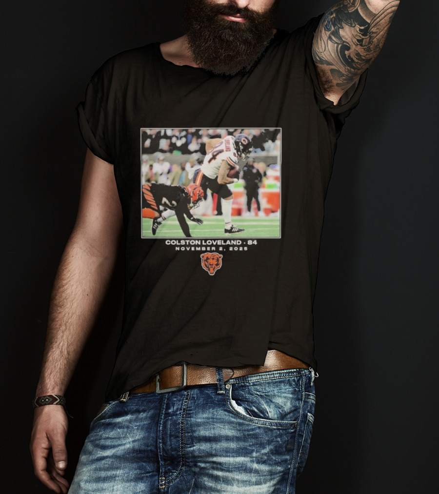 Colston Loveland #84 Chicago Bears NFL Week 8 November 2 2025 T-Shirt