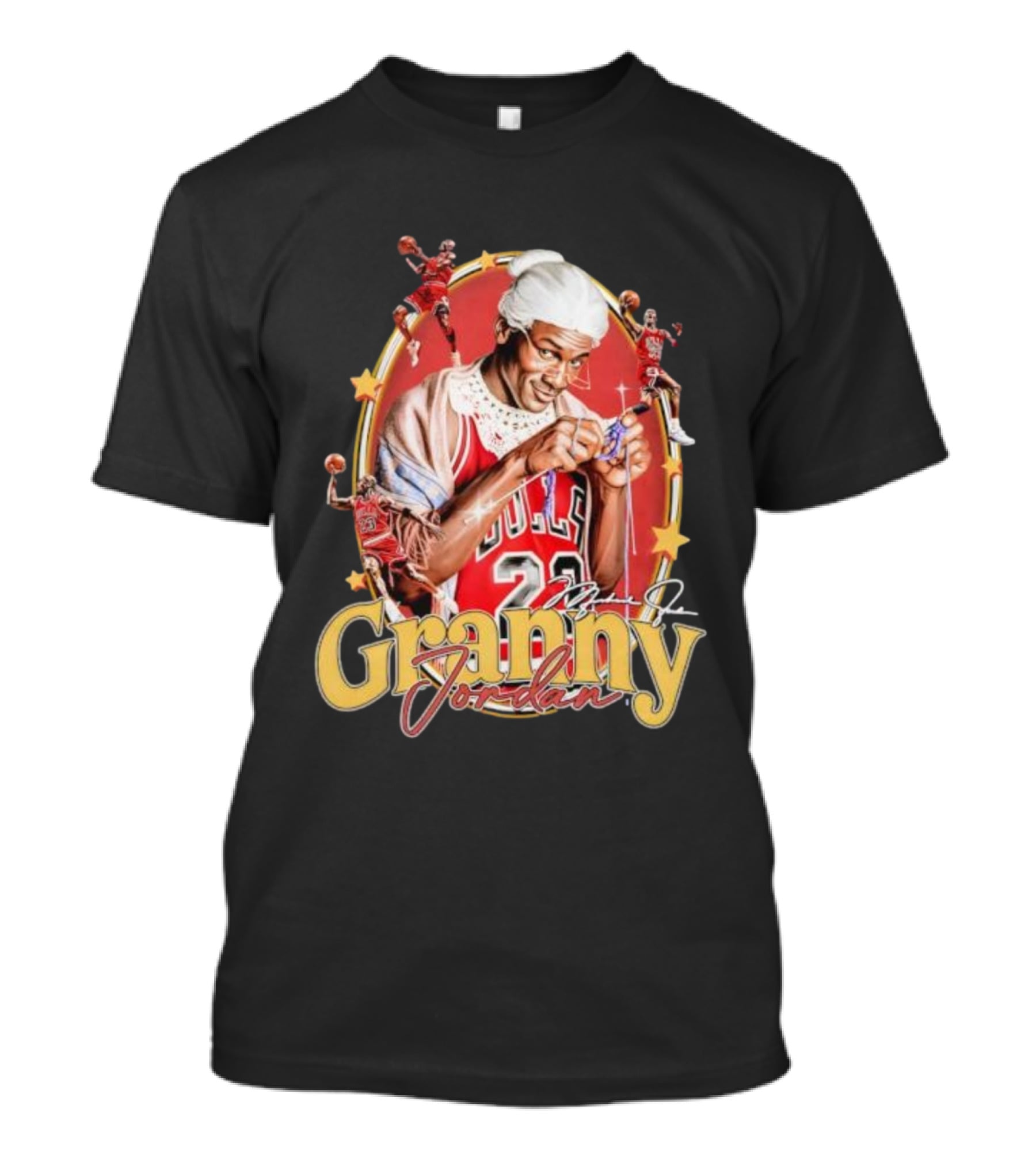Granny Jordan Bulls 23 Basketball Stars Signature T-Shirt