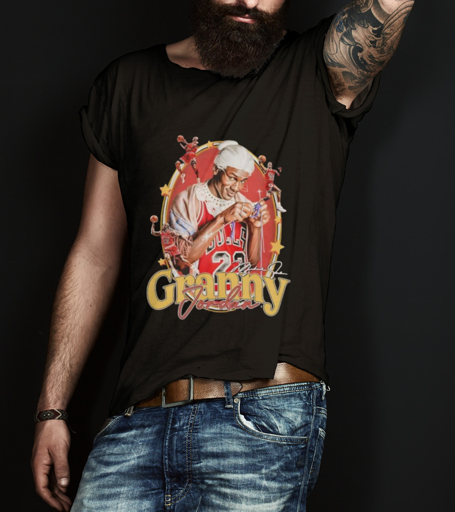 Granny Jordan Bulls 23 Basketball Stars Signature T-Shirt