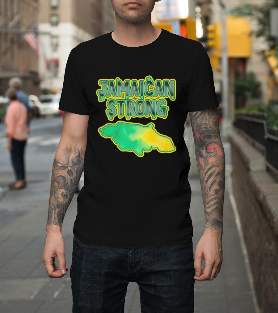 Jamaican Strong Watercolor Country Map T-Shirt