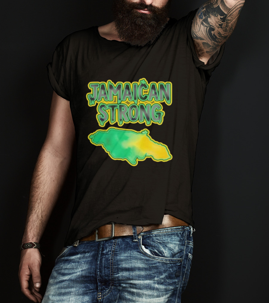 Jamaican Strong Watercolor Country Map T-Shirt
