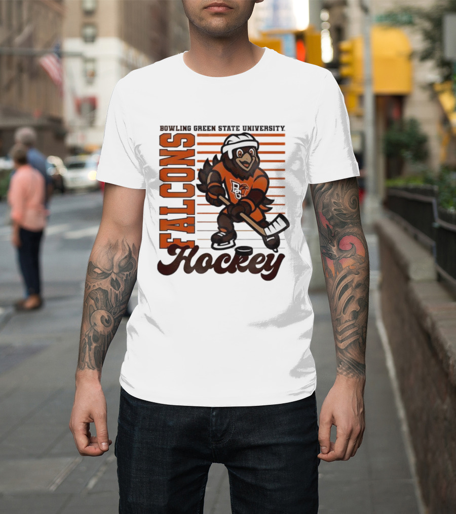 Bowling Green Falcons Freddy Falcon Hockey BG Mascot T-Shirt