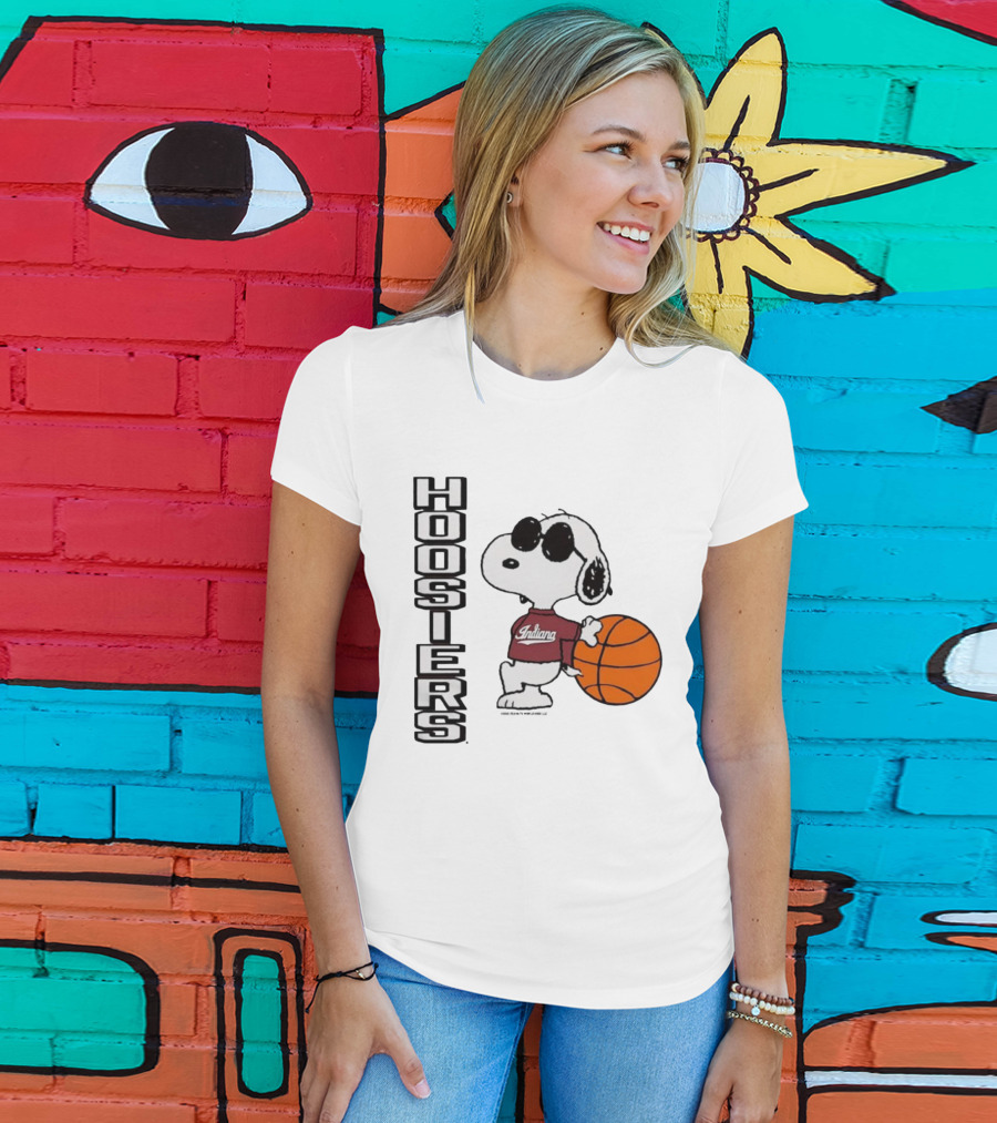 Indiana Hoosiers Peanuts Joe Cool Snoopy Basketball Fan Apparel T-Shirt