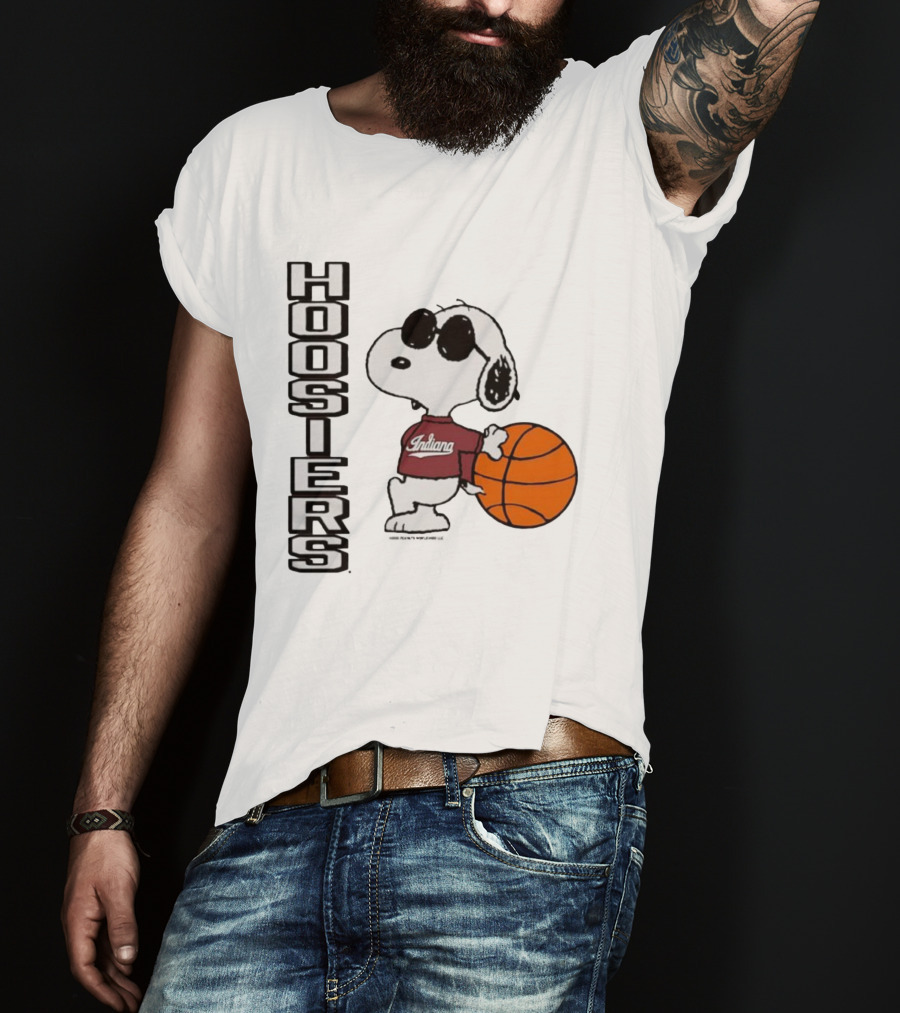 Indiana Hoosiers Peanuts Joe Cool Snoopy Basketball Fan Apparel T-Shirt