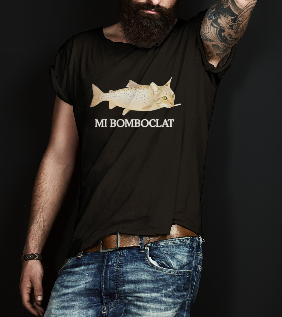 Bomboclat Fish Cat Meme Smoking Cigarette T-Shirt