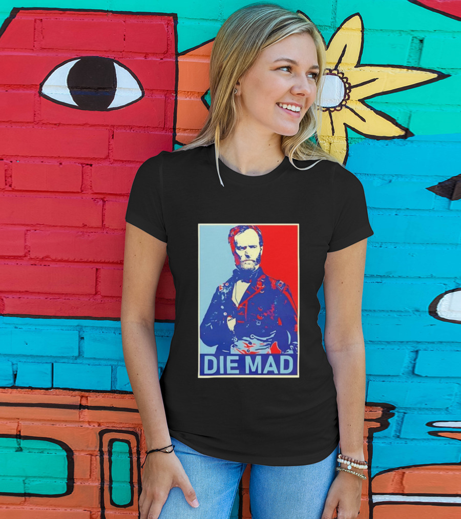 Die Mad Sherman Essential Bold Political Art Red Blue Portrait T-Shirt