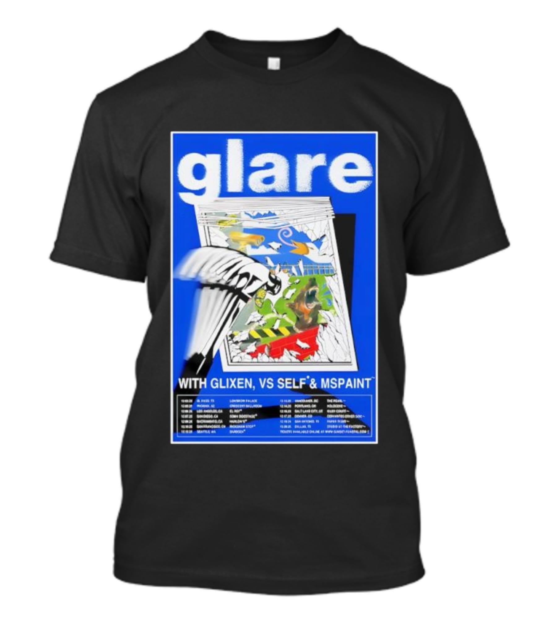 Glare Tour December 2025 With Glixen VS Self MSPAINT Concert Dates T-Shirt