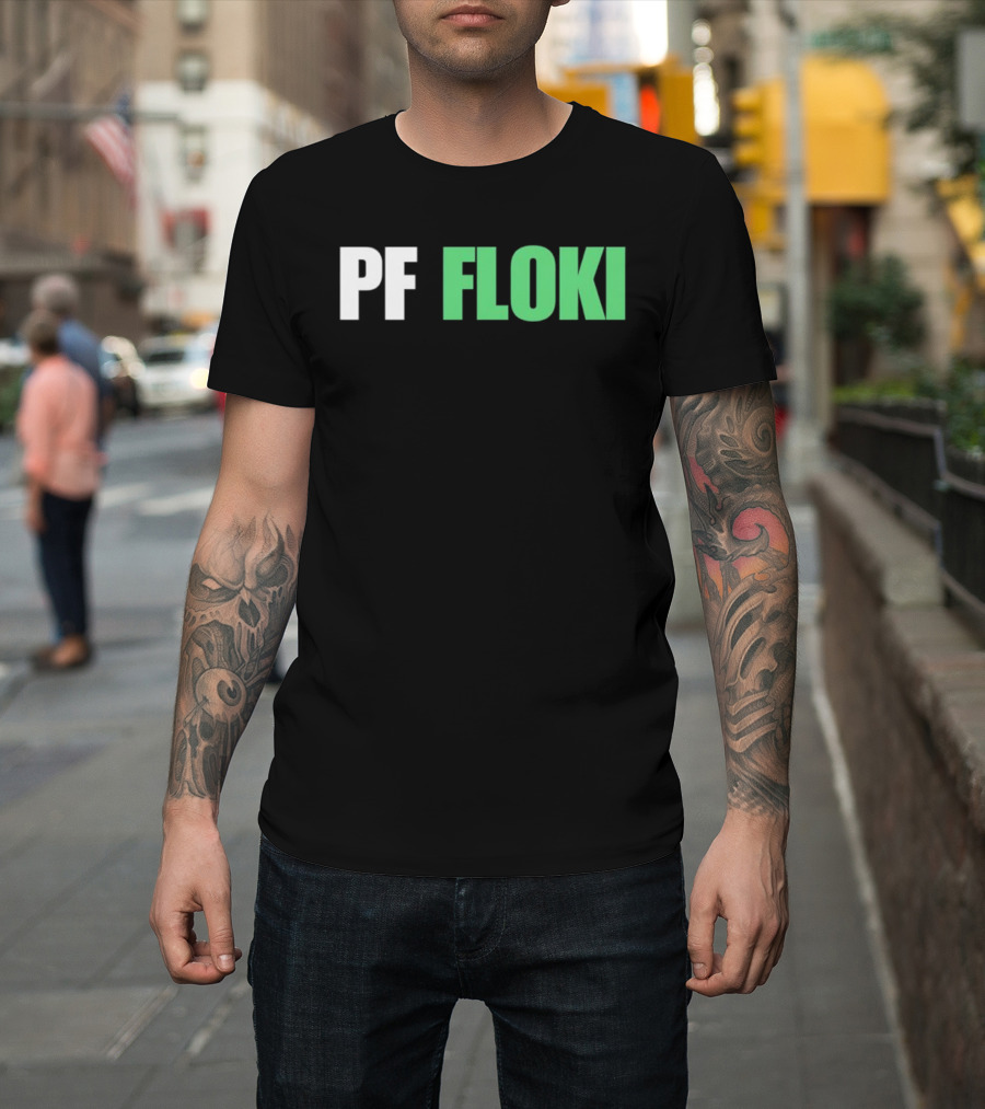 PF Floki Green And White Bold Text T-Shirt