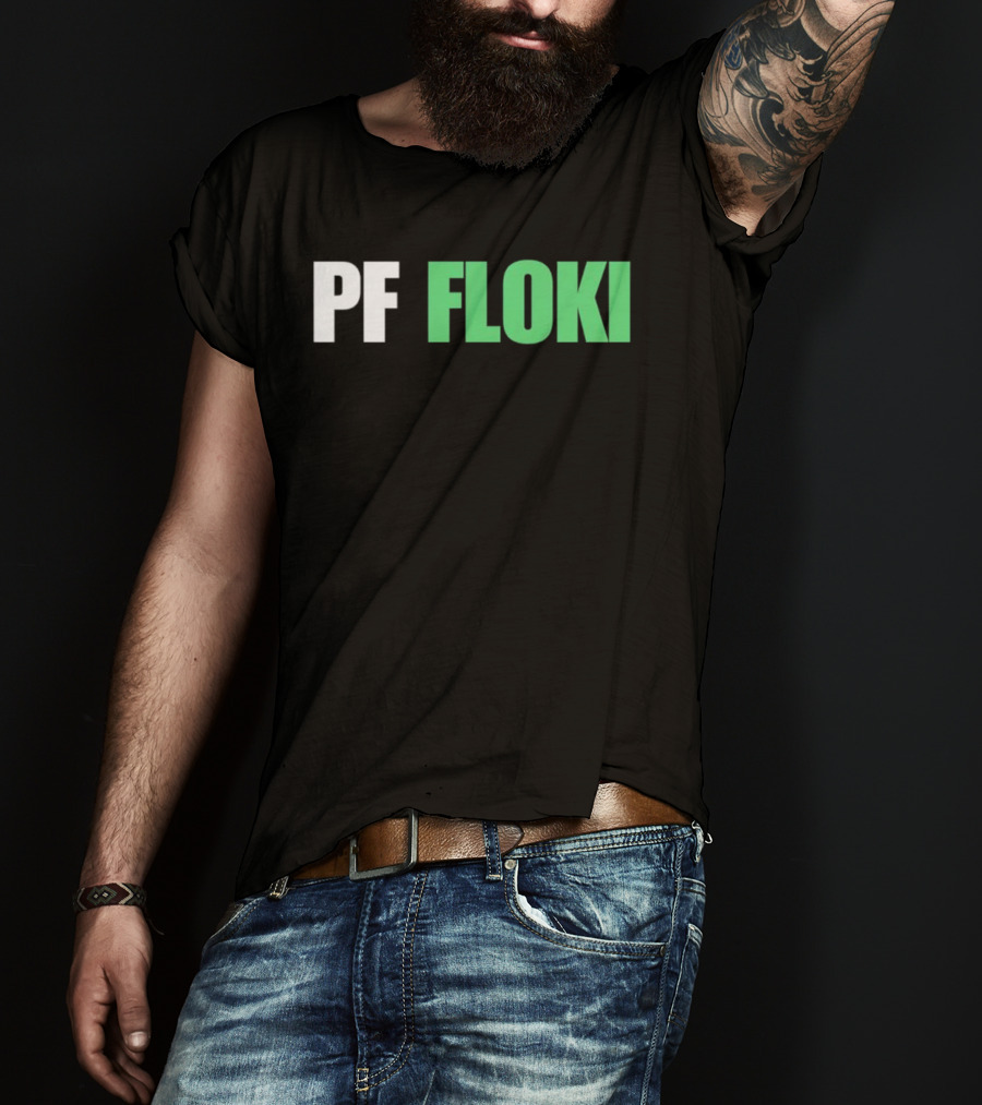 PF Floki Green And White Bold Text T-Shirt