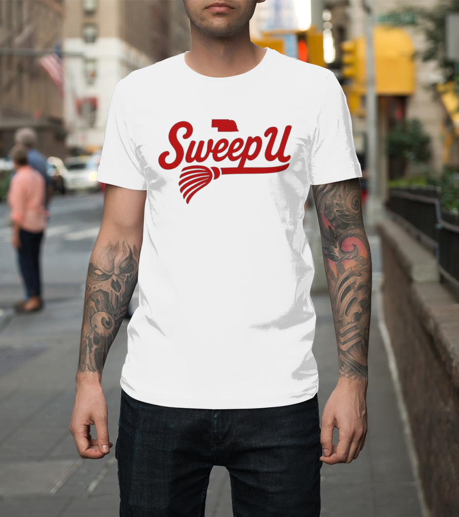 Sweep U Nebraska Cornhuskers Volleyball Broom Logo T-Shirt