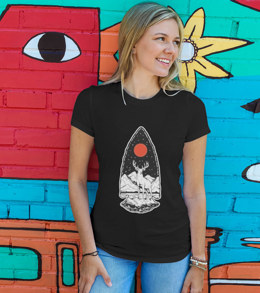 Black Rifle Coffee Deer Arrowhead Mountains And Night Sky T-Shirt