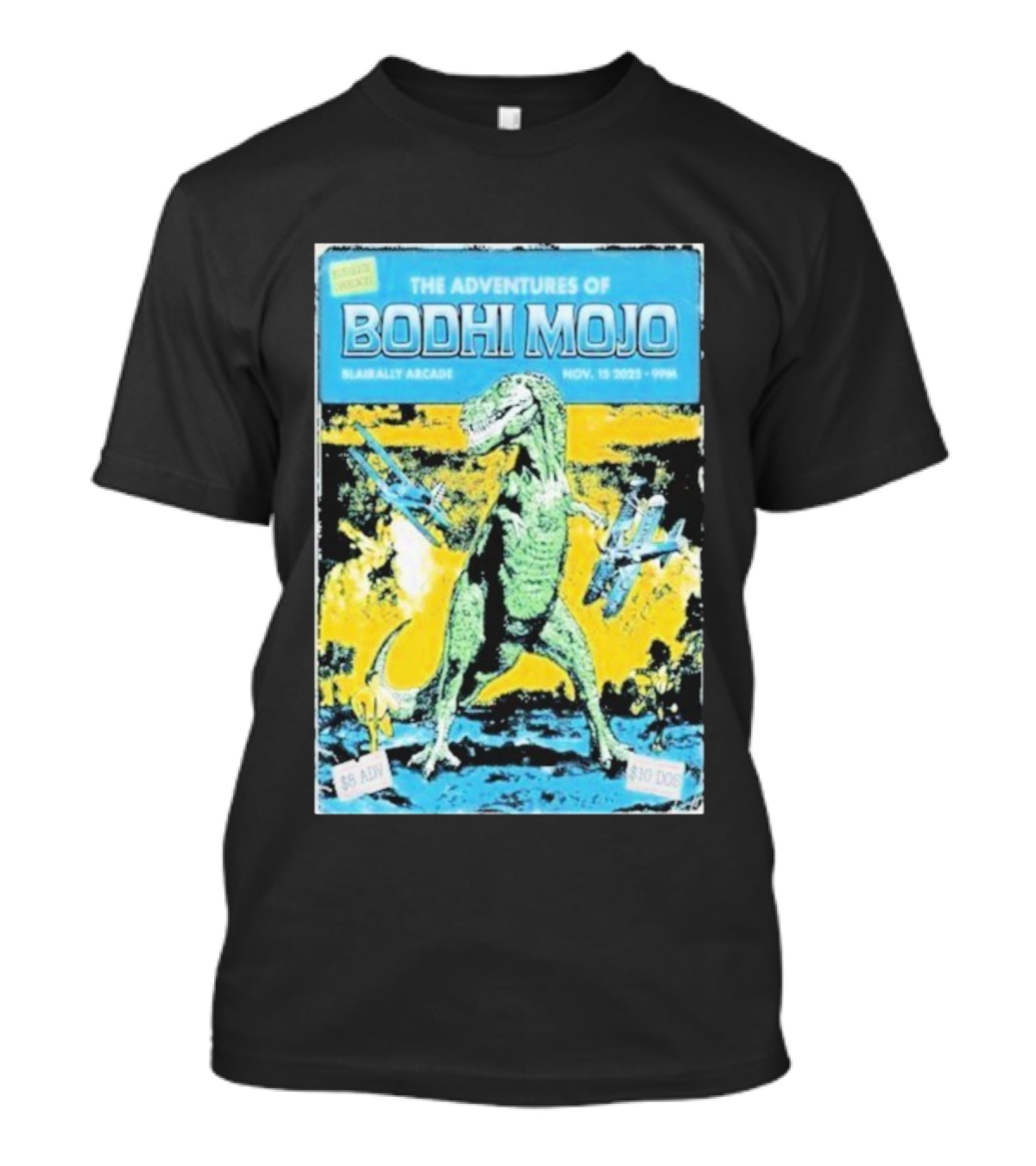 The Adventures Of Bodhi Mojo Nov 15 2025 Blairally Arcade Dinosaur Event T-Shirt