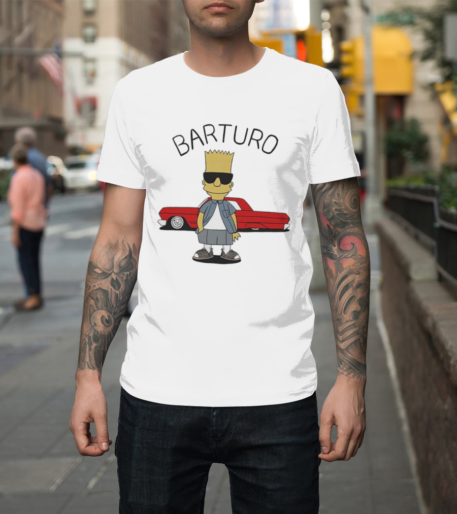 BARTURO Bart Simpson Red Car Iconic Character Parody T-Shirt