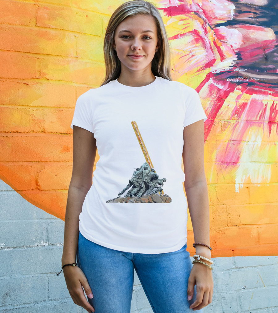 Hoagie Thrower Sandwich Guy Soldiers Raising Sandwich Spoof Satire Joke Anti-Fascist T-Shirt