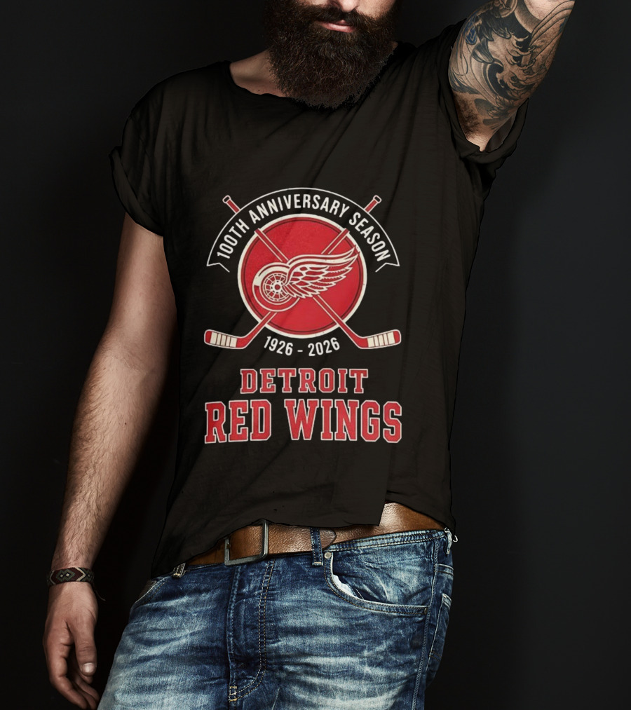 Detroit Red Wings 100th Anniversary Season 1926-2026 T-Shirt