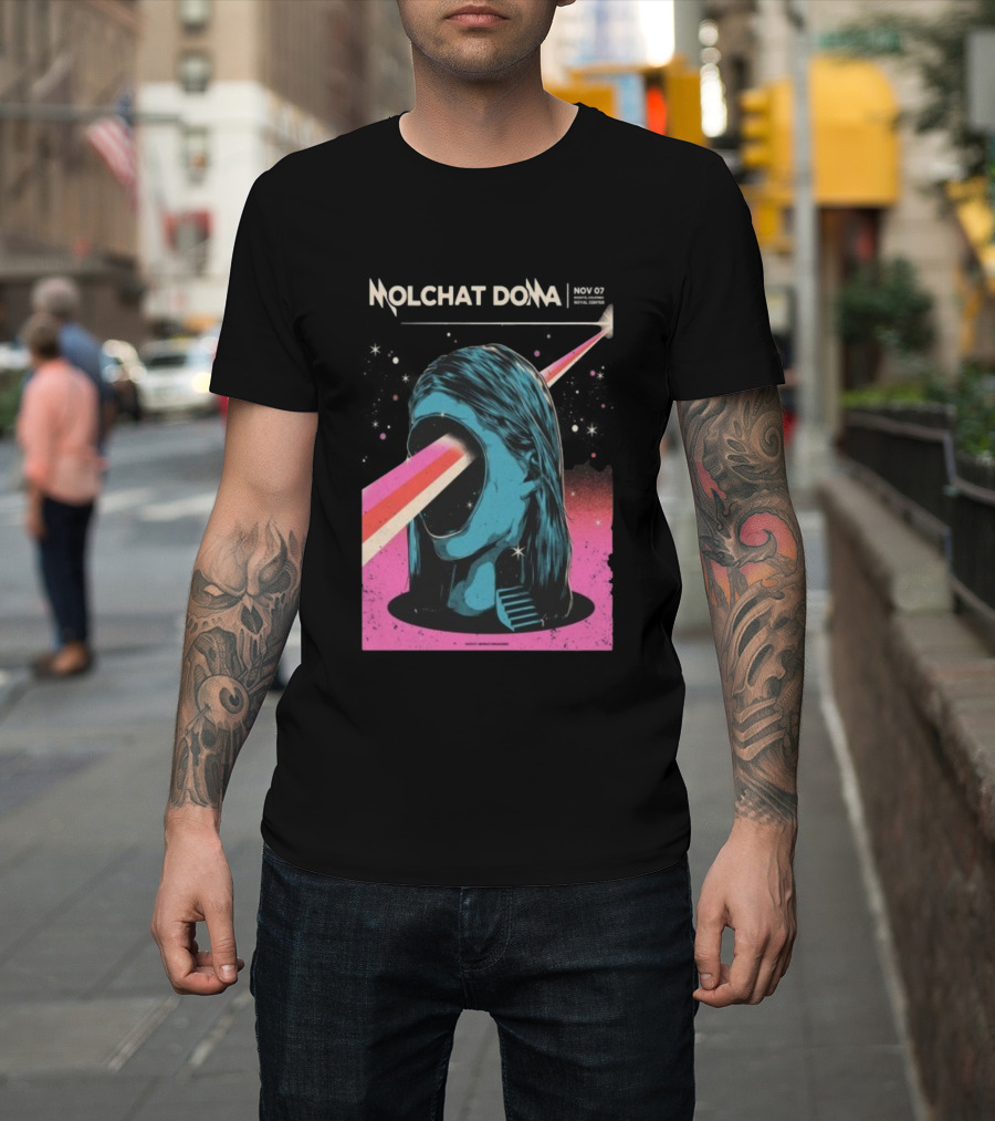 Molchat Doma November 7 2025 Royal Center Bogotá Colombia Head Psychedelic Laser Art Scene T-Shirt