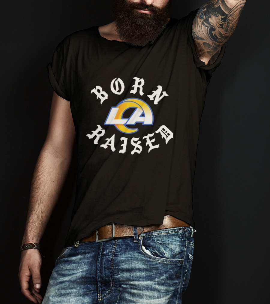 Los Angeles Rams LA Born X Raised Logo T-Shirt