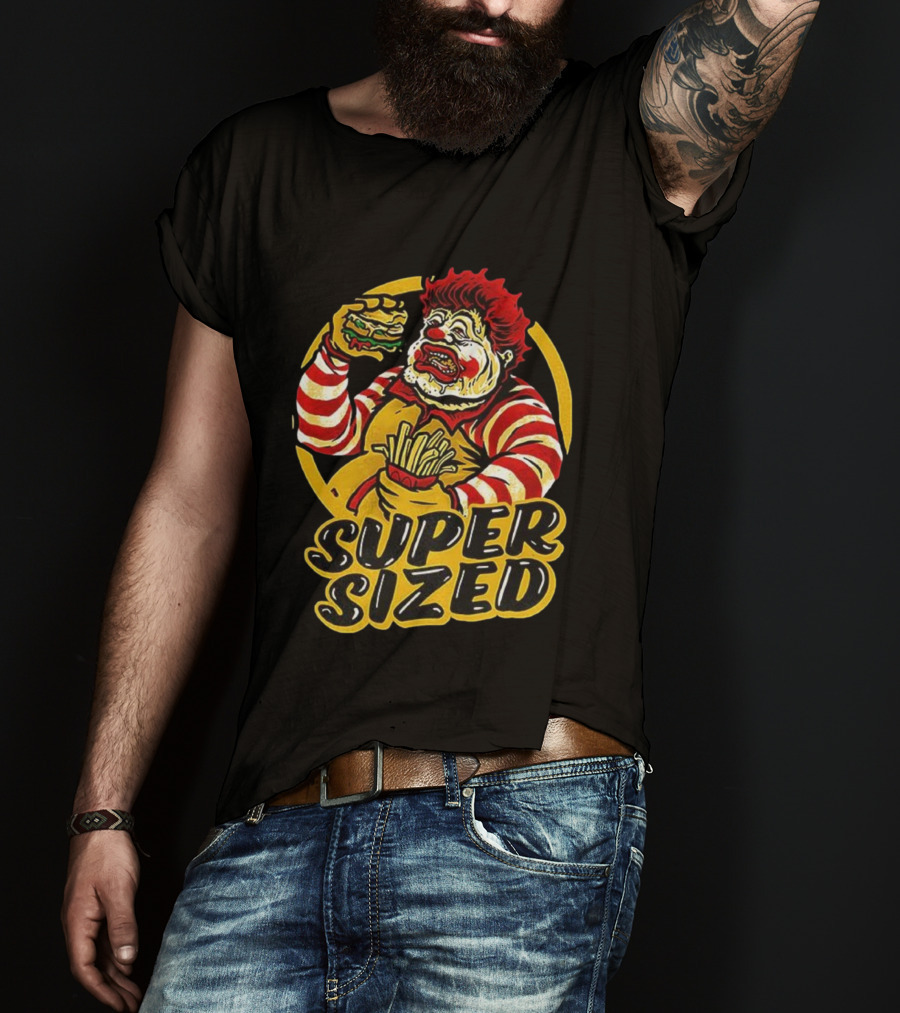 Super Sized Clown Eating Burger And Fries T-Shirt