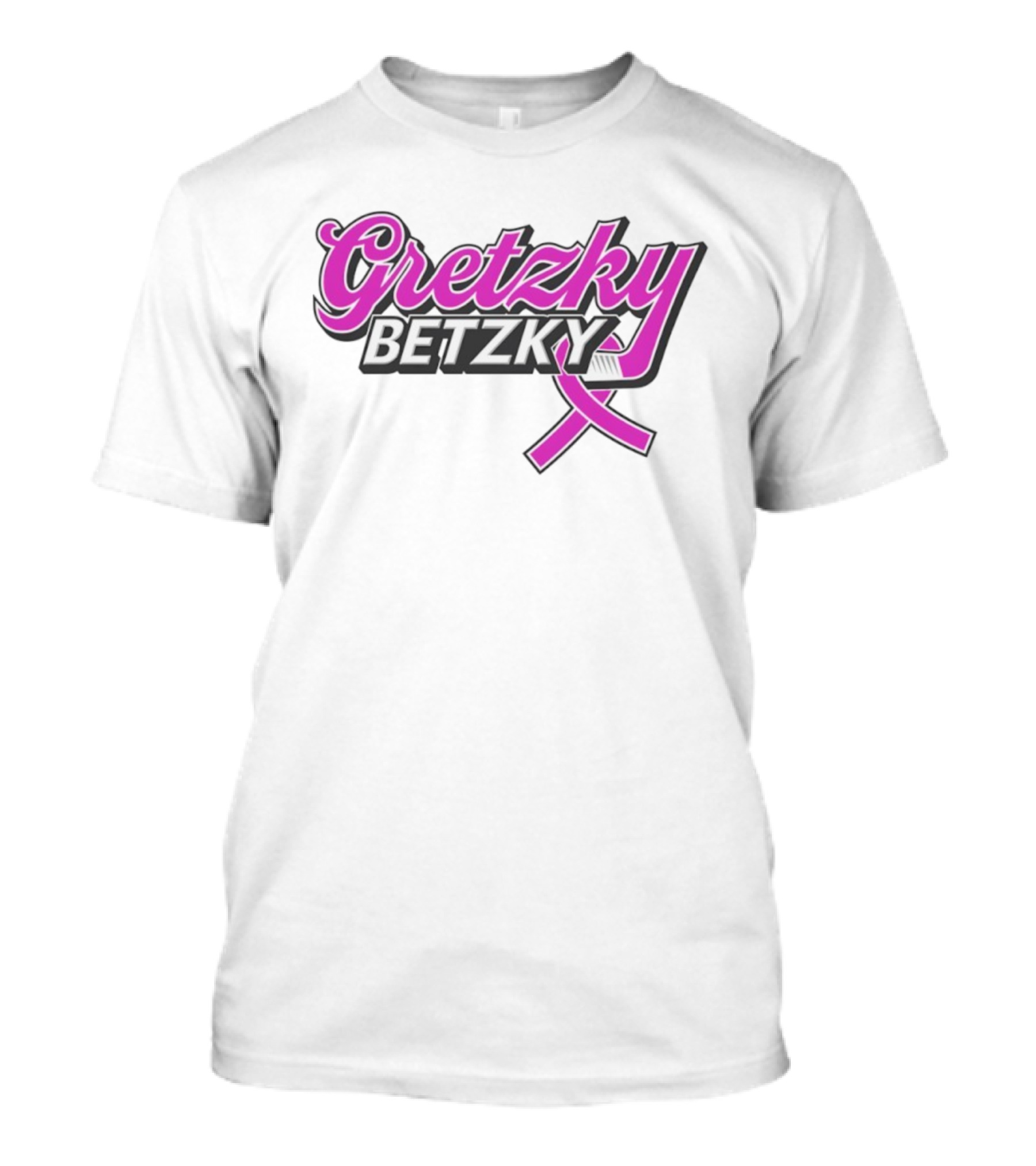 Gretzky Betzky Hockey Awareness Pink Ribbon Hockey Stick T-Shirt