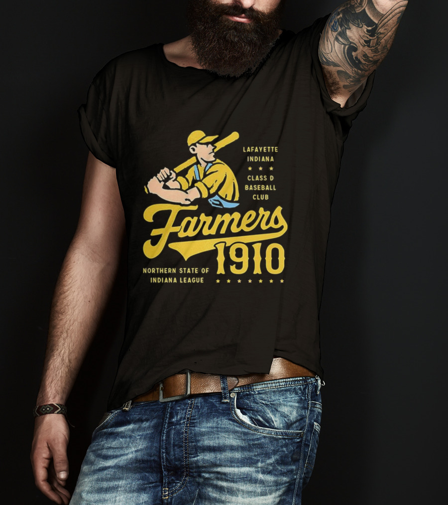 Farmers 1910 Lafayette Indiana Class D Baseball Club Northern State Of Indiana League Retro T-Shirt