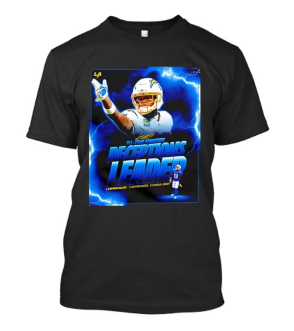 Keenan Allen Chargers All-Time Franchise Receptions Leader Lightning Theme T-Shirt
