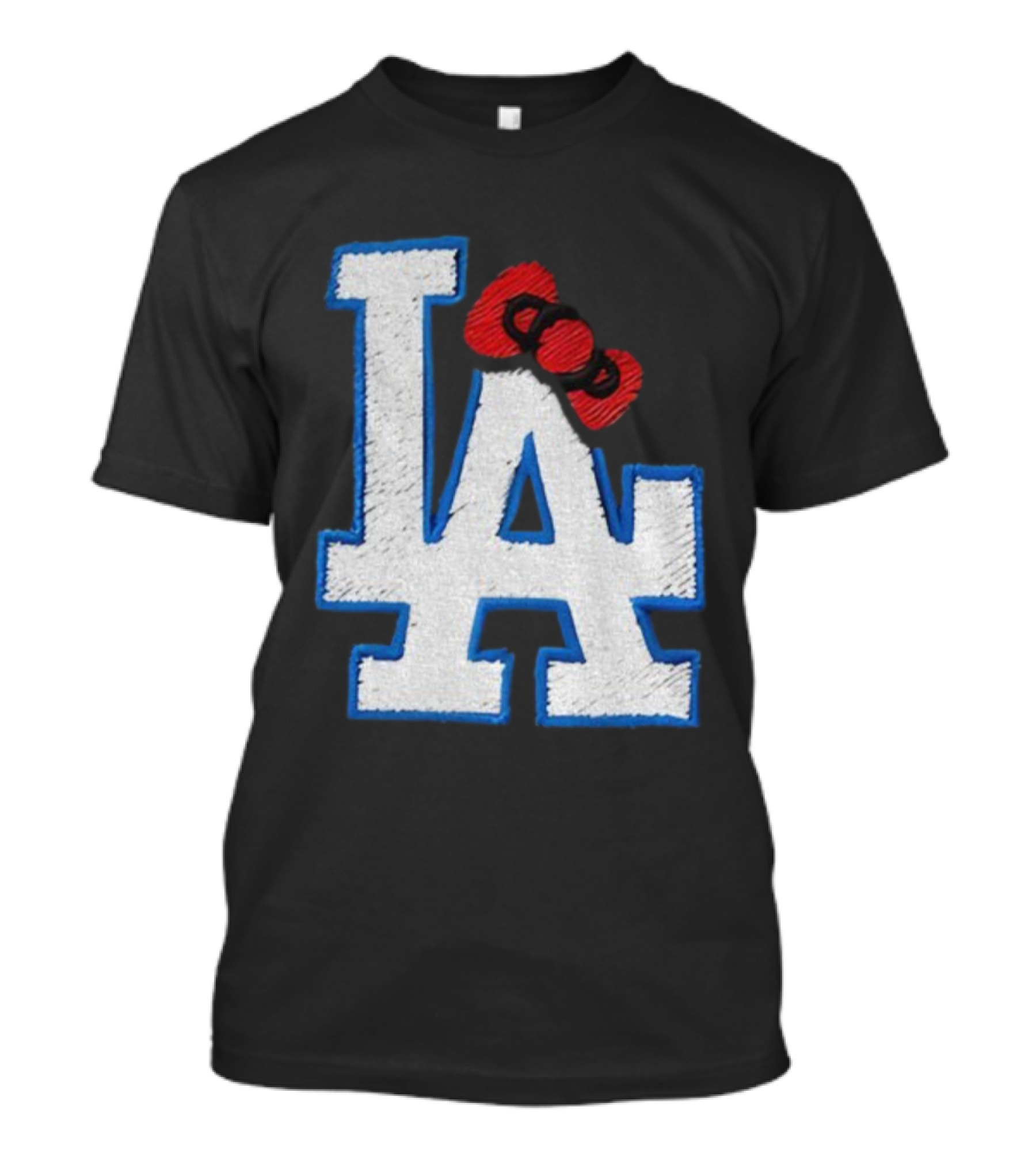 LA Dodgers Hello Kitty Bow Embroidery Collaboration T-Shirt