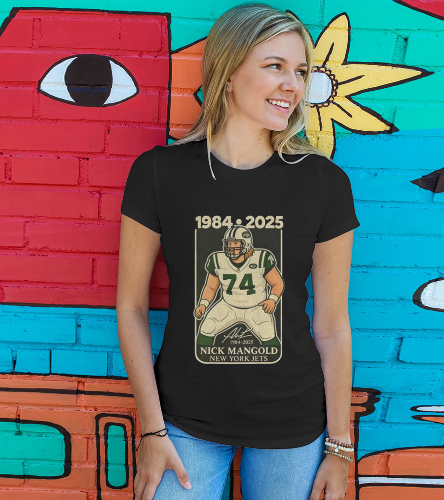 1984-2025 Nick Mangold 74 New York Jets Football Legend Signature T-Shirt