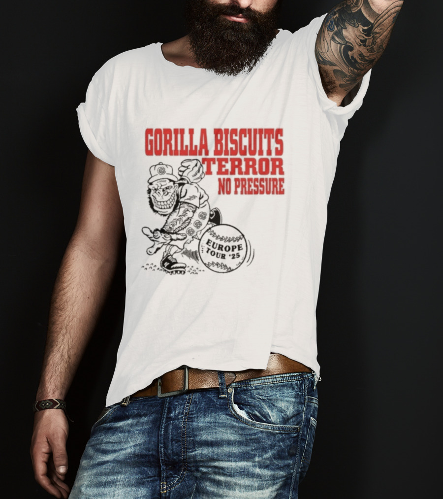 Gorilla Biscuits Terror No Pressure European Tour Promo 2025 T-Shirt