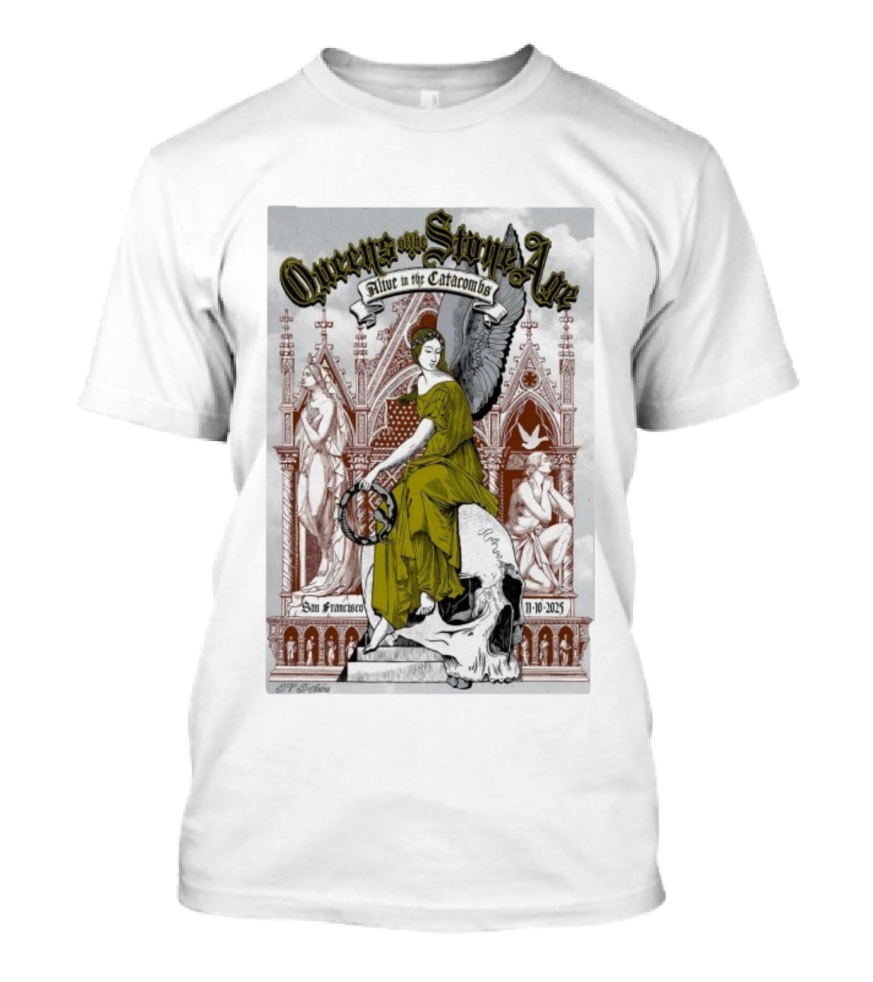 Queens Of The Stone Age Alive In The Catacombs San Francisco Nov 10 2025 Skull T-Shirt