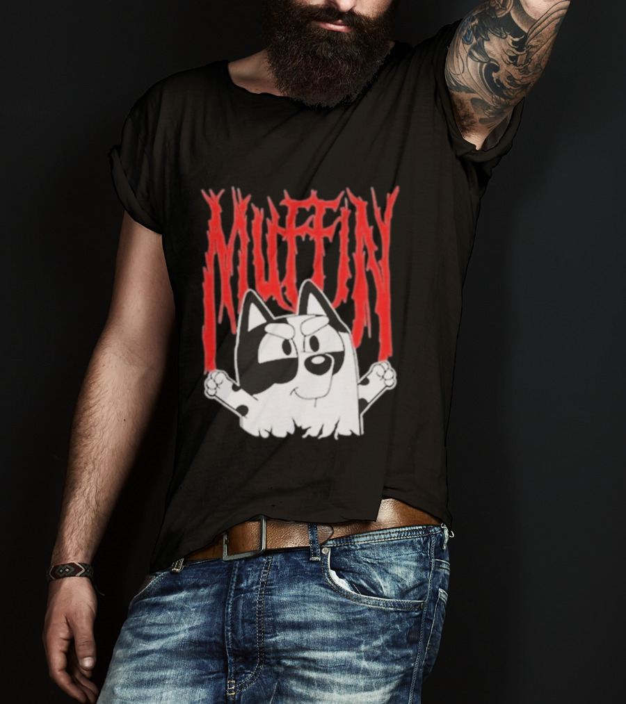 Bluey Muffin Metal Band Style T-Shirt