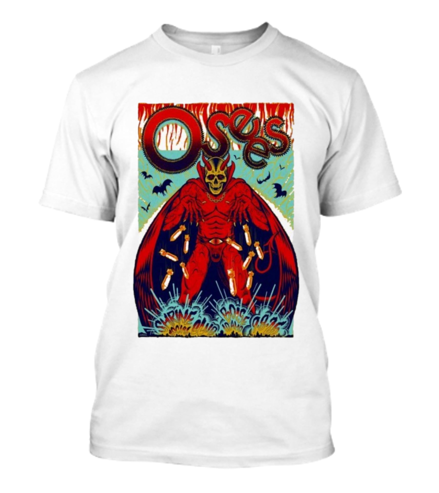 Osees Shrine Social Club Boise Sep 08 2025 Skeleton Demon With Bats T-Shirt