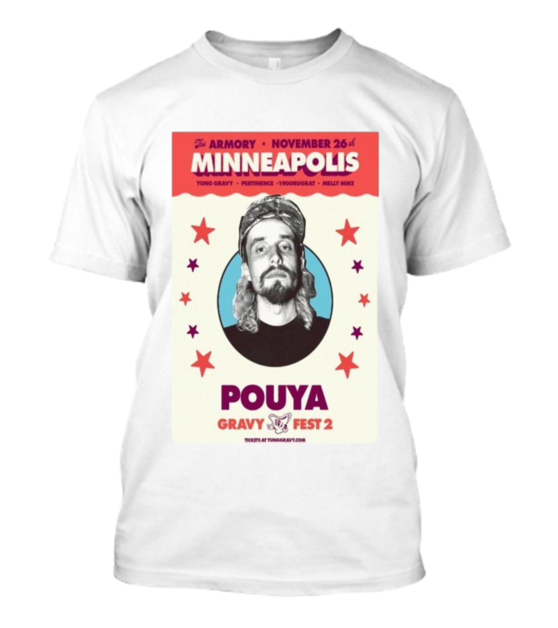 Pouya Gravy Fest 2 Minneapolis The Armory November 26 Featuring Yung Gravy 1900rugrat Melly Mike T-Shirt