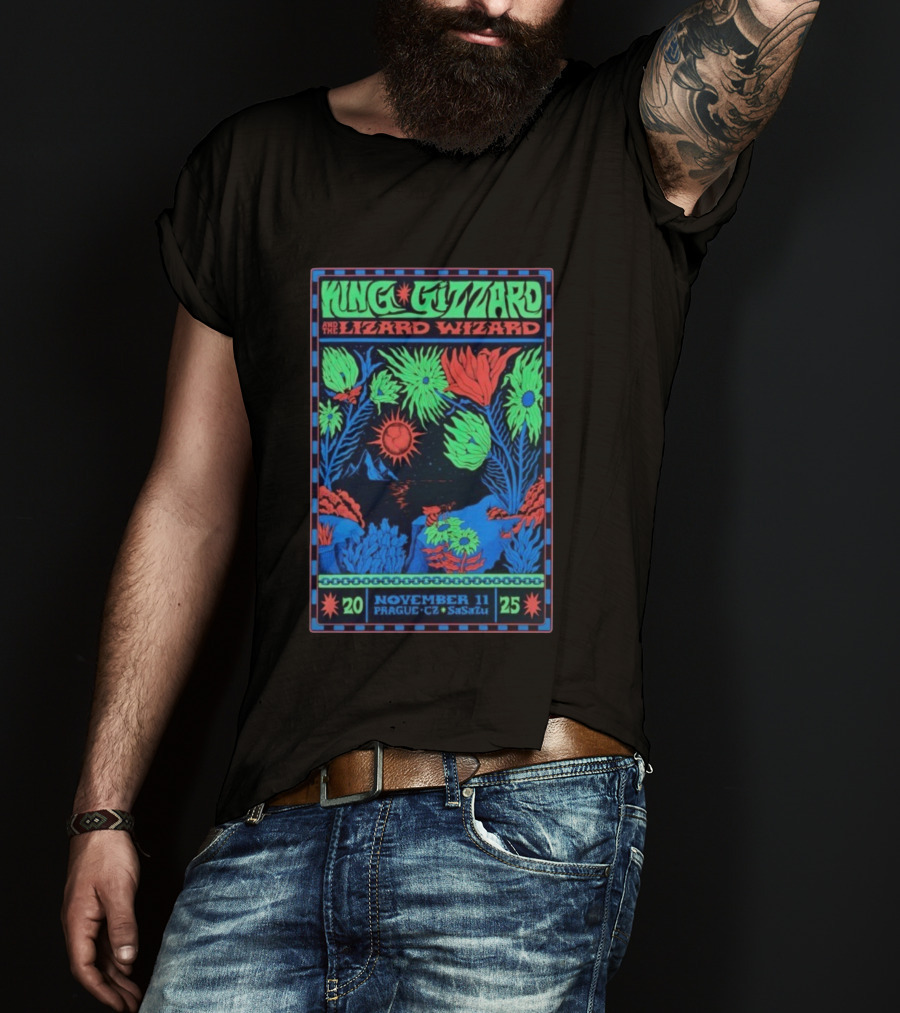 King Gizzard And The Lizard Wizard Prague SaSaZu November 11 2025 Neon Concert Event T-Shirt