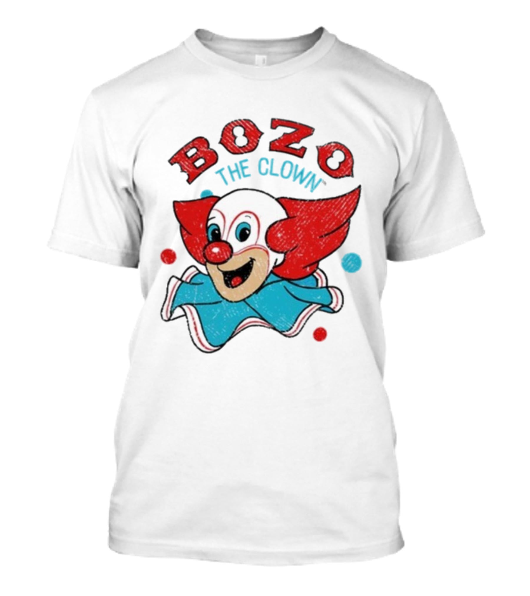 Bozo The Clown Vintage Cartoon Red Blue Fun Design T-Shirt