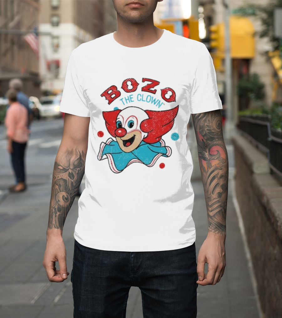 Bozo The Clown Vintage Cartoon Red Blue Fun Design T-Shirt