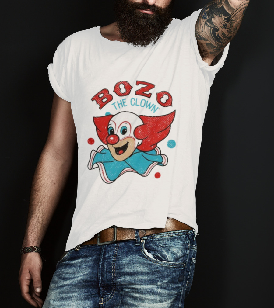 Bozo The Clown Vintage Cartoon Red Blue Fun Design T-Shirt