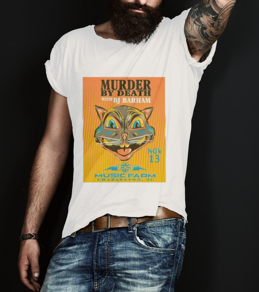 Murder By Death With BJ Barham Music Farm Charleston SC Nov 13 Cat Art T-Shirt