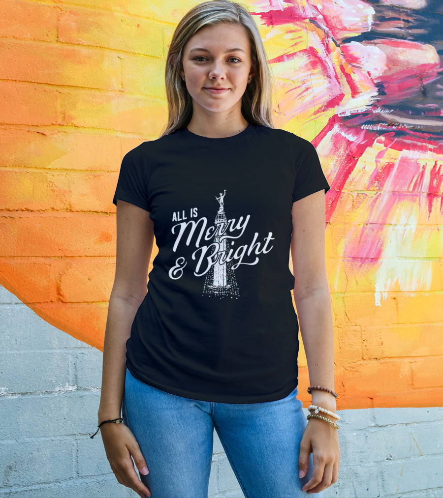 All Is Merry And Bright Christmas Tree Celebration T-Shirt