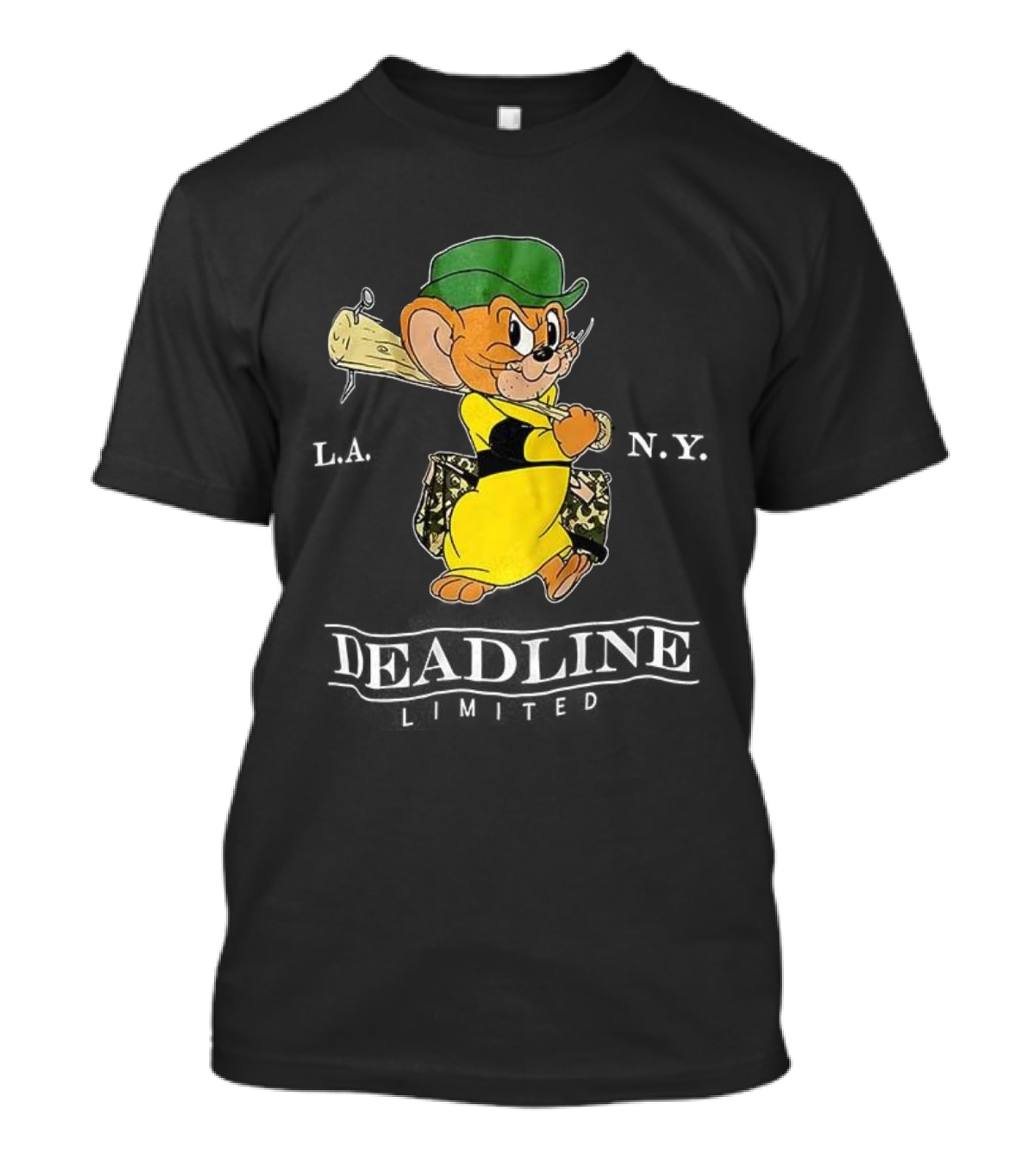 Jerry Deadline Limited Character Baseball Wood Bat Iconic Sports Style T-Shirt