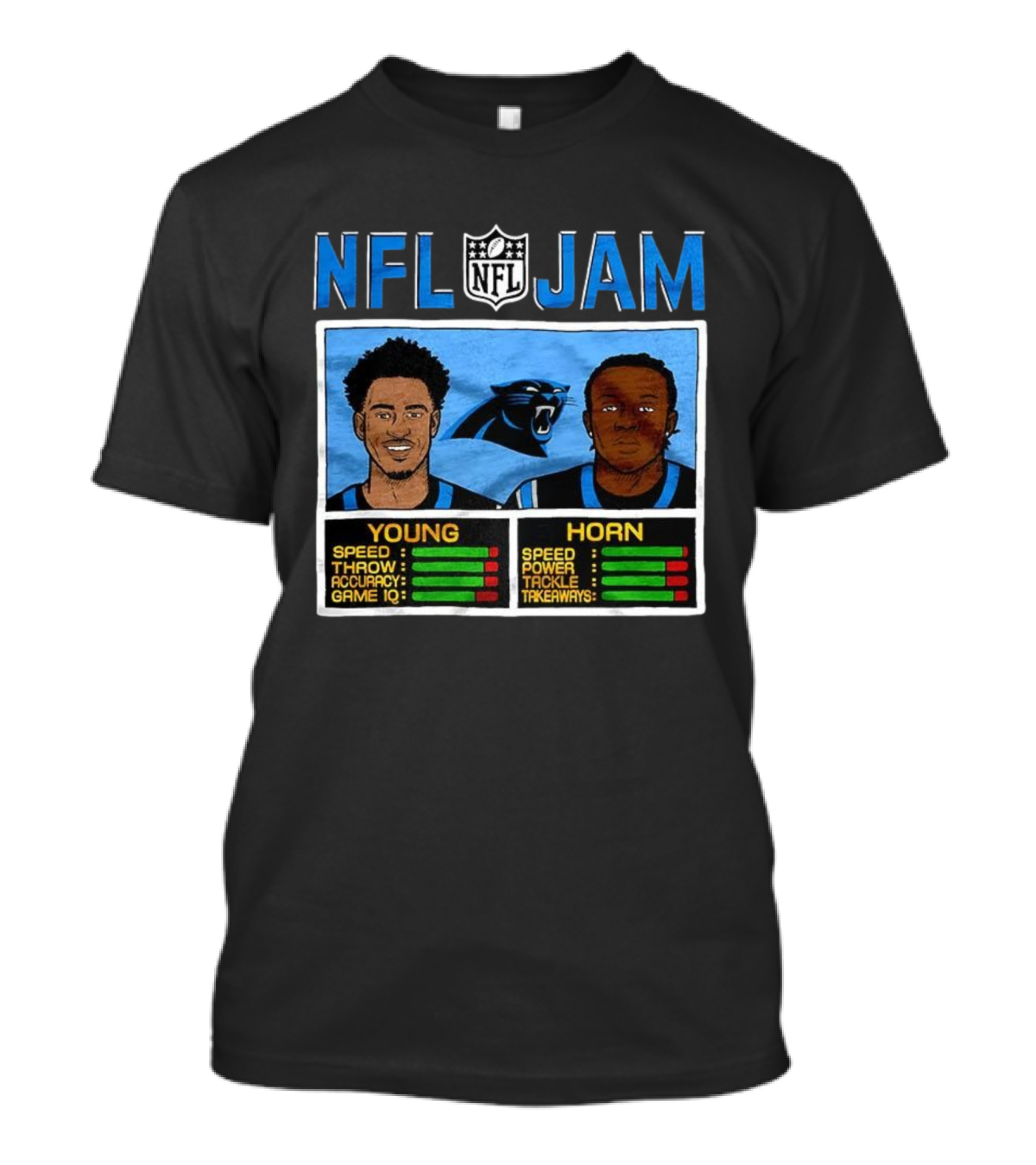 Bryce Young Jaycee Horn Carolina Panthers NFL Jam Classic Video Game Style T-Shirt